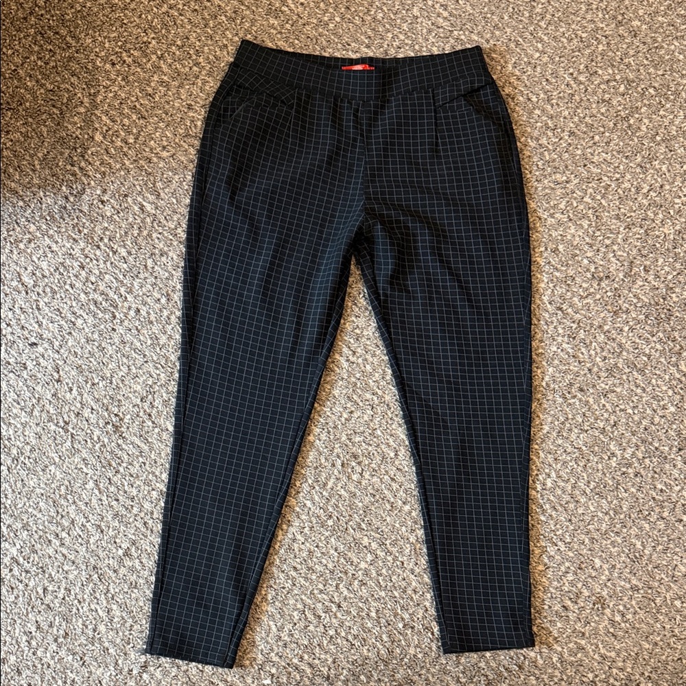 Black Windowpane Ankle Pants